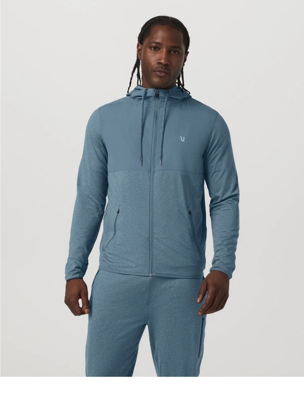 Vuori Men's Lightweight Sunday Element Blue Sea Heather Zip Jacket - Medium NWT